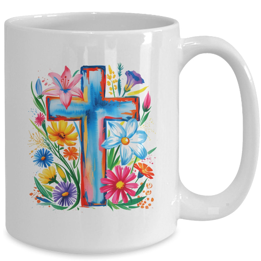 Spring Floral Cross Faith Jesus Christian Easter Faith Women Mug | teecentury