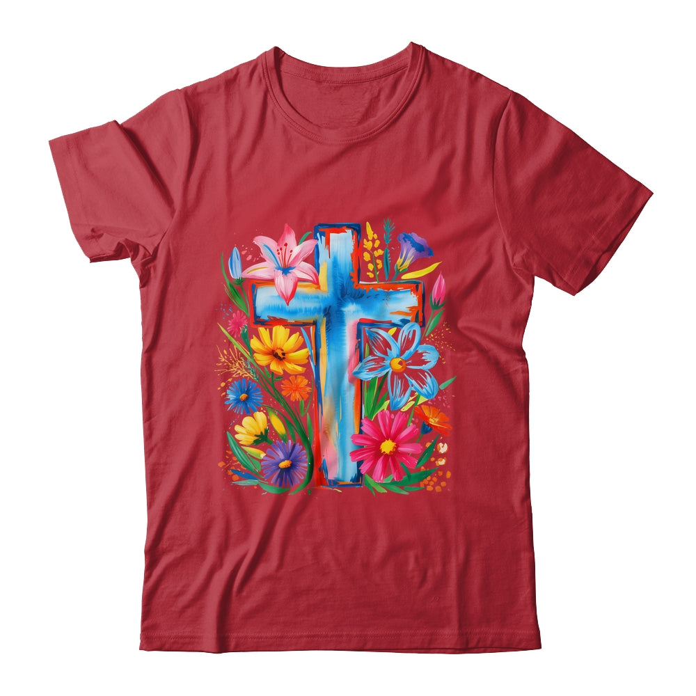 Spring Floral Cross Faith Jesus Christian Easter Faith Women Shirt & Hoodie | teecentury