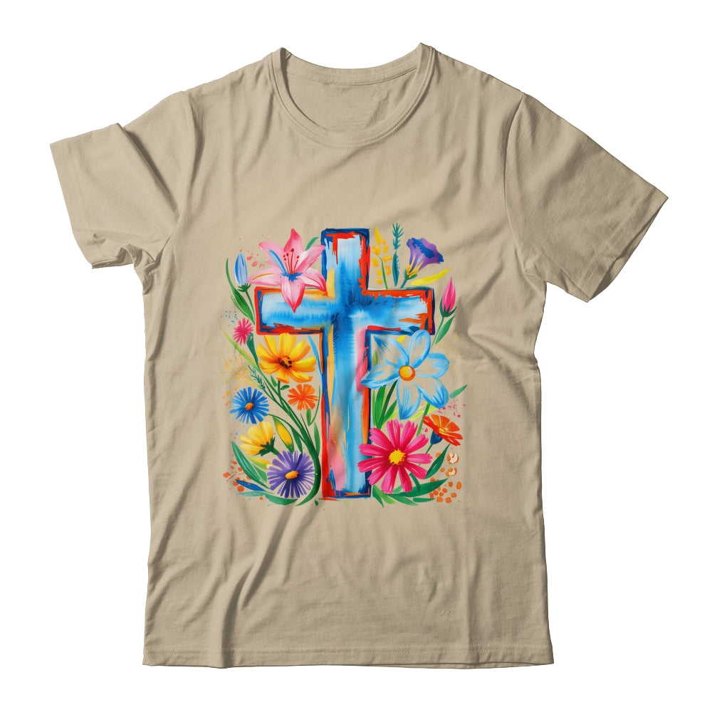 Spring Floral Cross Faith Jesus Christian Easter Faith Women Shirt & Hoodie | teecentury