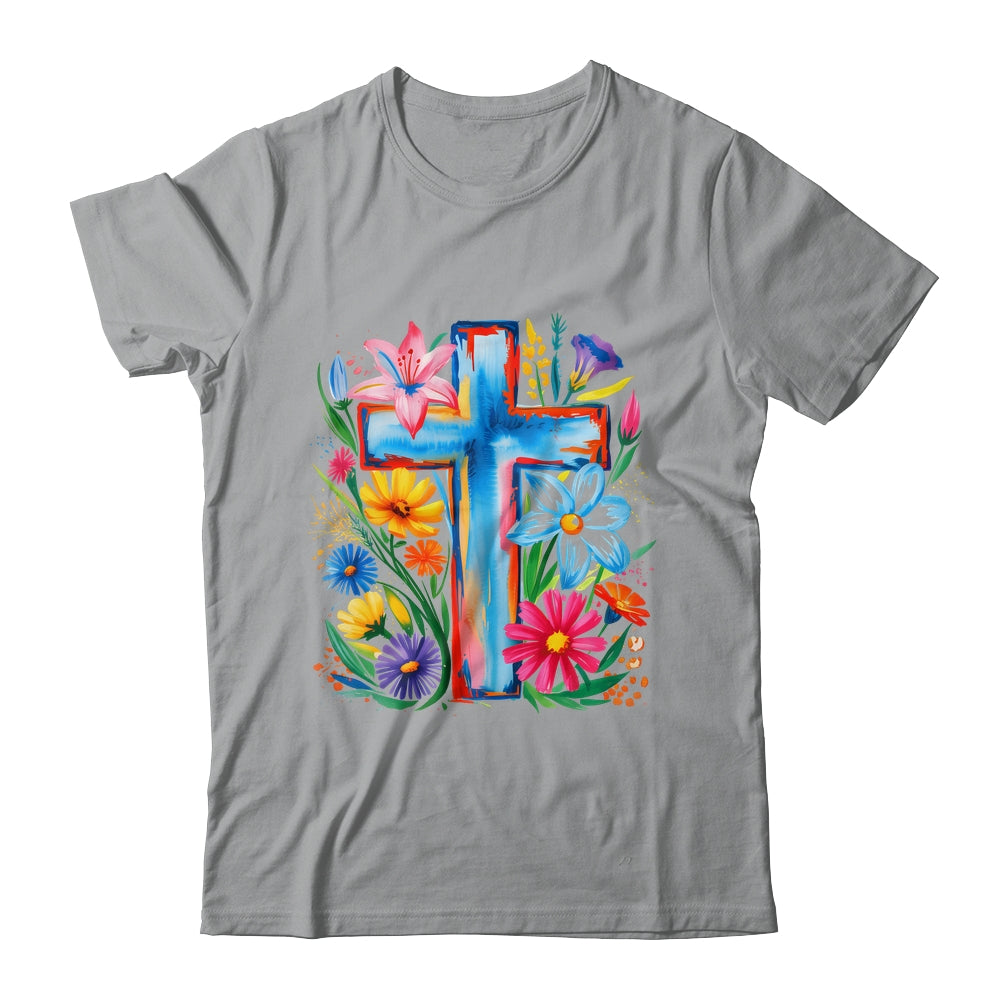 Spring Floral Cross Faith Jesus Christian Easter Faith Women Shirt & Hoodie | teecentury