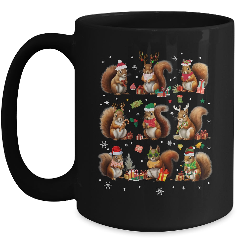 Squirrels Christmas Lights Decor Funny Squirrel Lover Xmas Mug | teecentury