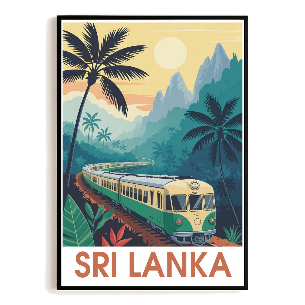 Sri Lanka Vintage Travel Poster Tropical Train Ride Through Jungle Mountains Wall Art Landscape Print Ideal For Home Office Living Room Bedroom Decor Unframed | teecentury