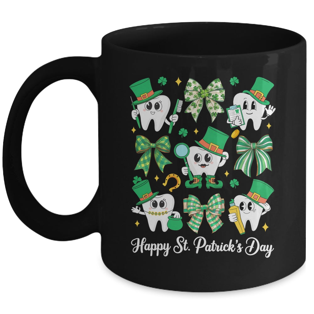 St Patrick Dentist Dental Assistant Teeth Irish Coquette Bow Mug | teecentury