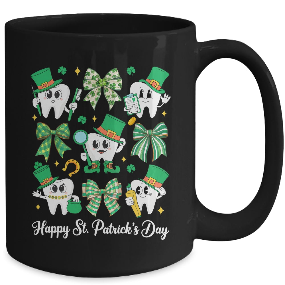 St Patrick Dentist Dental Assistant Teeth Irish Coquette Bow Mug | teecentury
