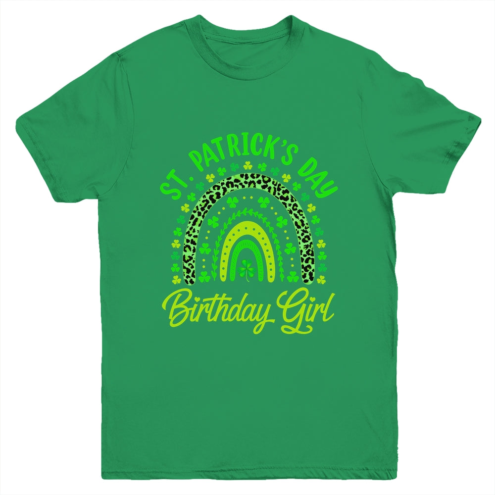 St Patrick's Day Birthday Girl Fun Green Shamrock Rainbow Youth Shirt | teecentury