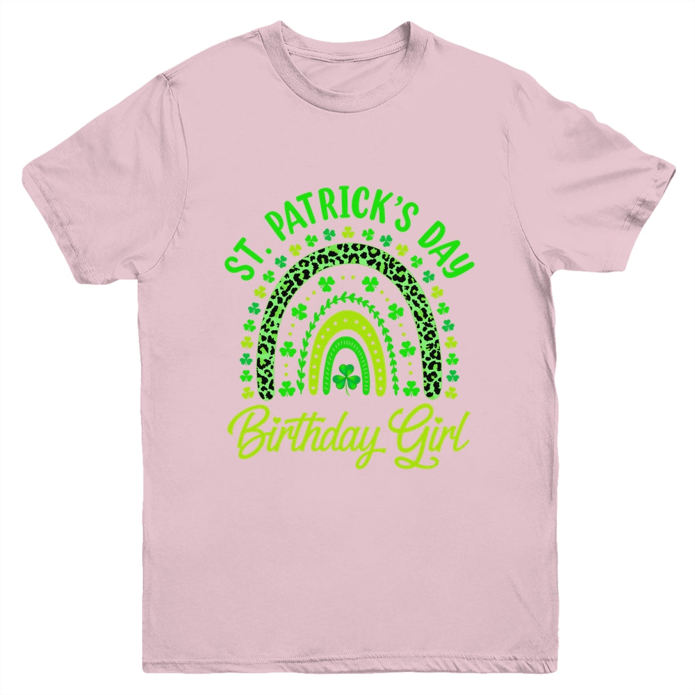 St Patrick's Day Birthday Girl Fun Green Shamrock Rainbow Youth Shirt | teecentury