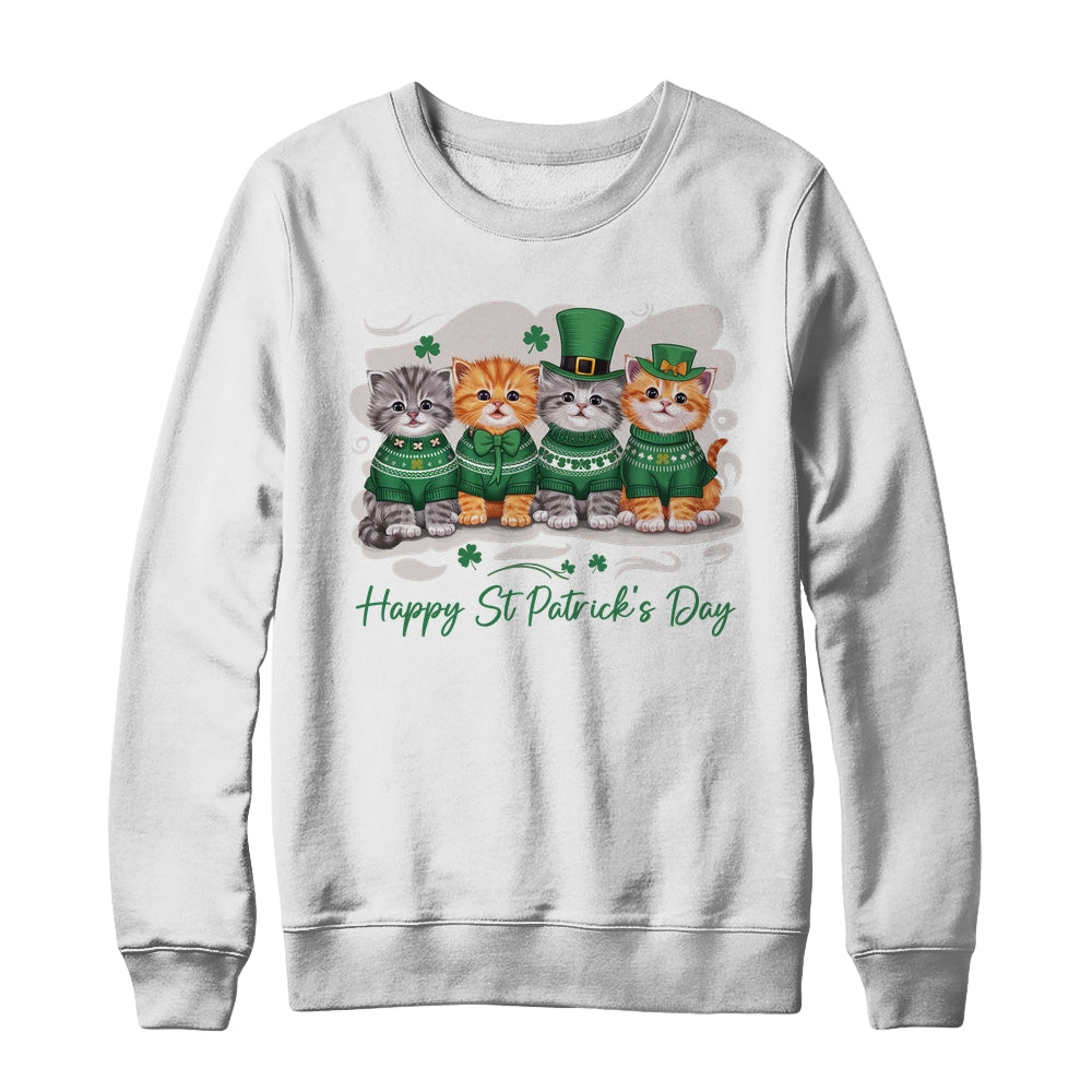 St Patrick's Day Cats Lucky Cat Festive Irish Cute Shamrocks Shirt & Sweatshirt | teecentury