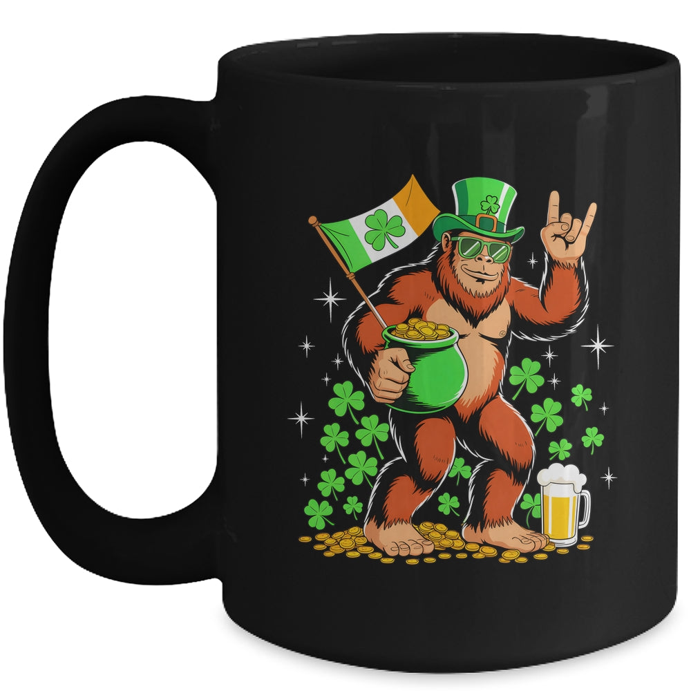 St Patricks Day Bigfoot Sasquatch Shamrock Men Women Kids Mug | teecentury