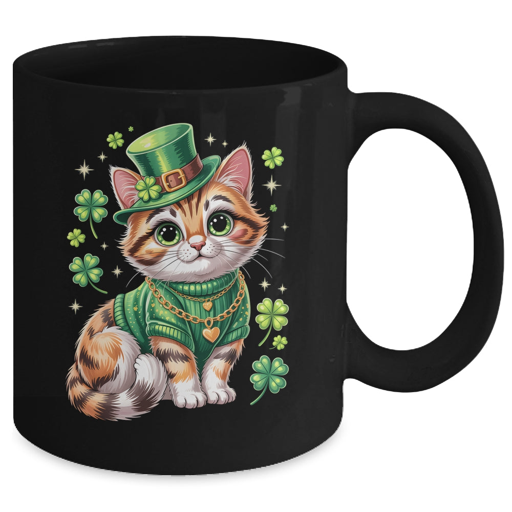 St Patricks Day Cat Leprechaun Hat Shamrock Cute Women Girls Mug | teecentury