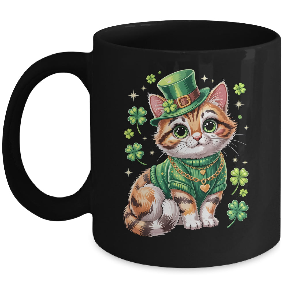 St Patricks Day Cat Leprechaun Hat Shamrock Cute Women Girls Mug | teecentury