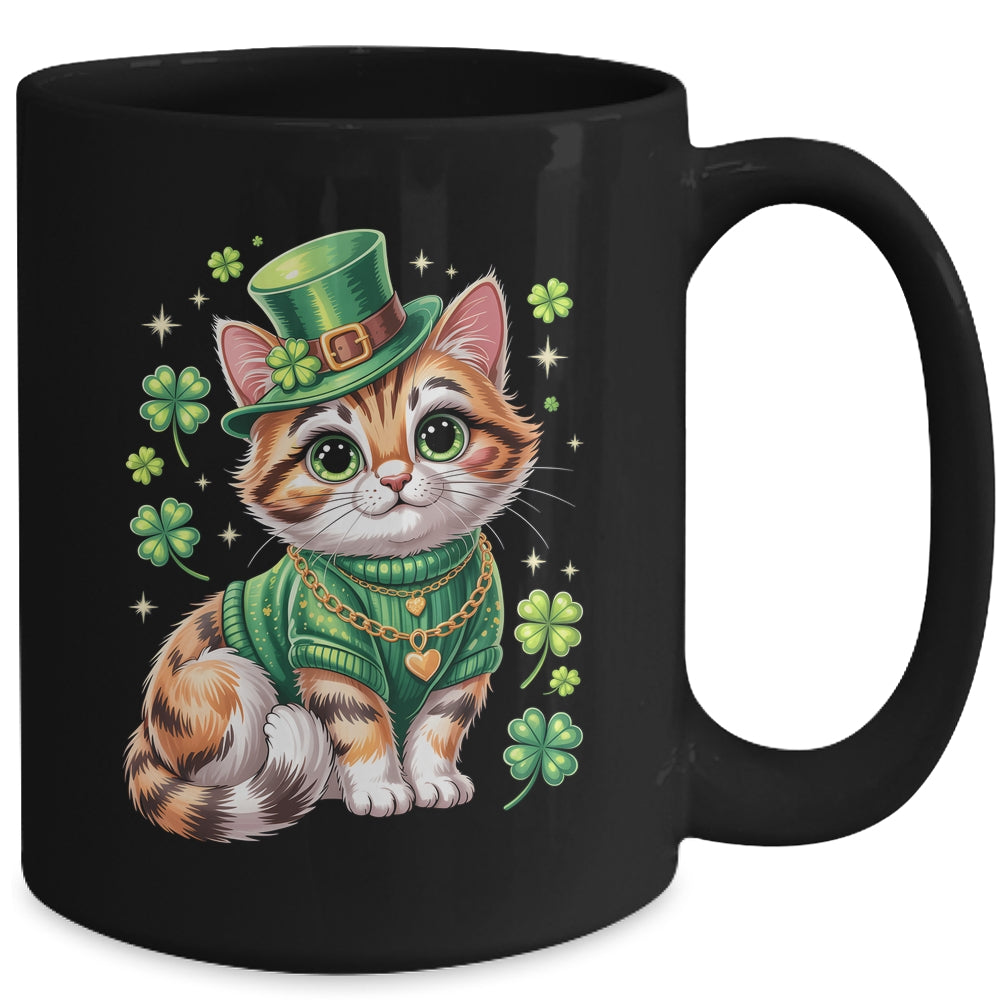 St Patricks Day Cat Leprechaun Hat Shamrock Cute Women Girls Mug | teecentury