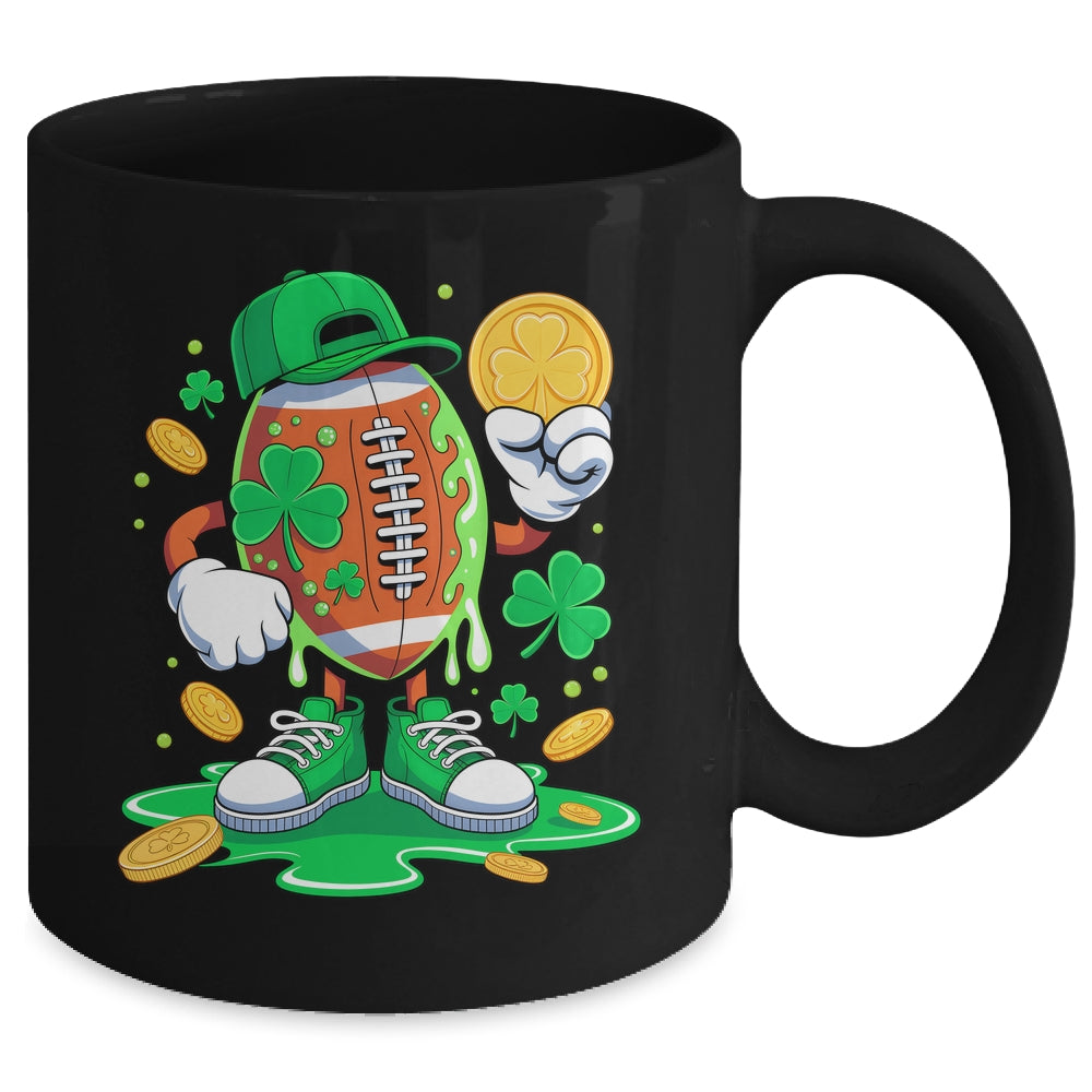 St Patricks Day Football Drip Shamrock Boys Men Sports Mug | teecentury