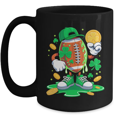 St Patricks Day Football Drip Shamrock Boys Men Sports Mug | teecentury