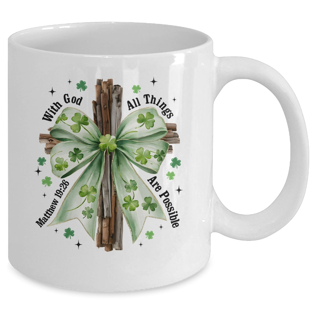 St Patricks Day God Christian Cross Coquette Bow Lucky Happy Mug | teecentury