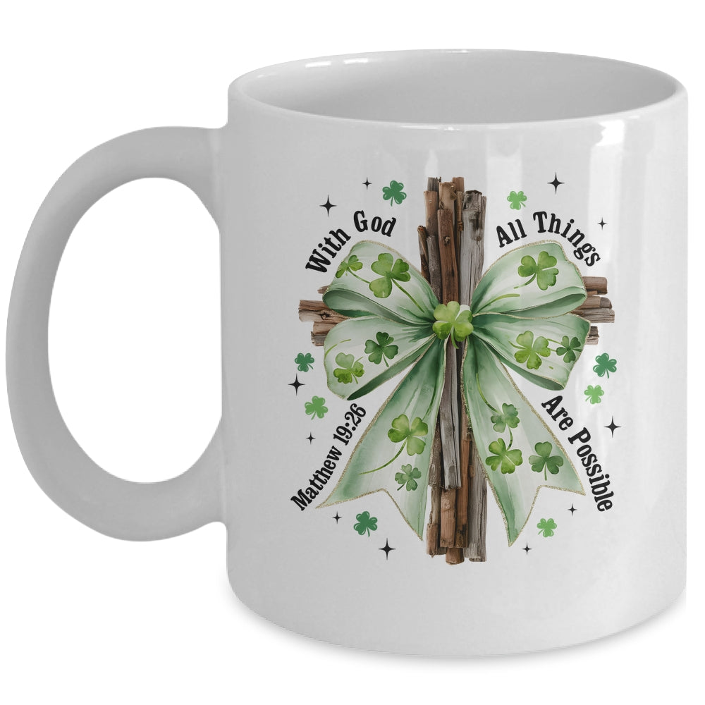 St Patricks Day God Christian Cross Coquette Bow Lucky Happy Mug | teecentury