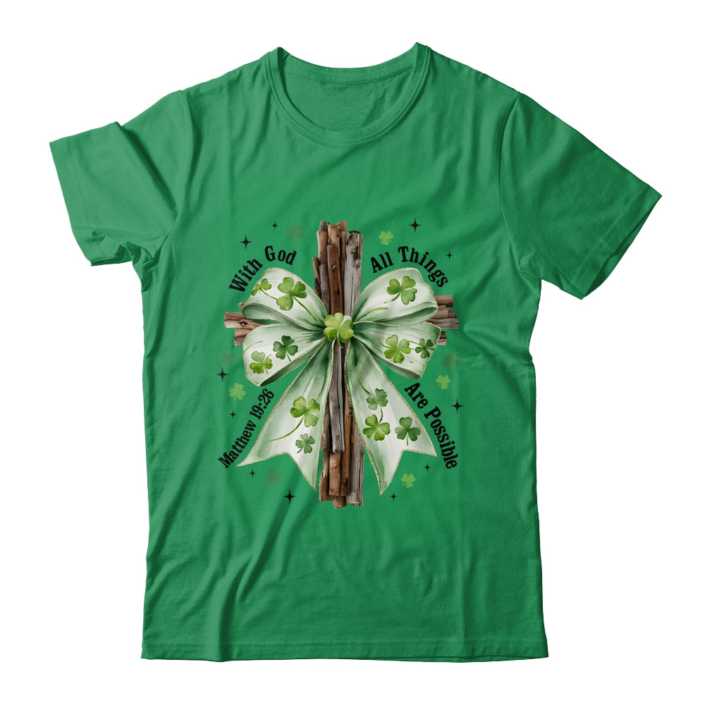 St Patricks Day God Christian Cross Coquette Bow Lucky Happy Shirt & Sweatshirt | teecentury