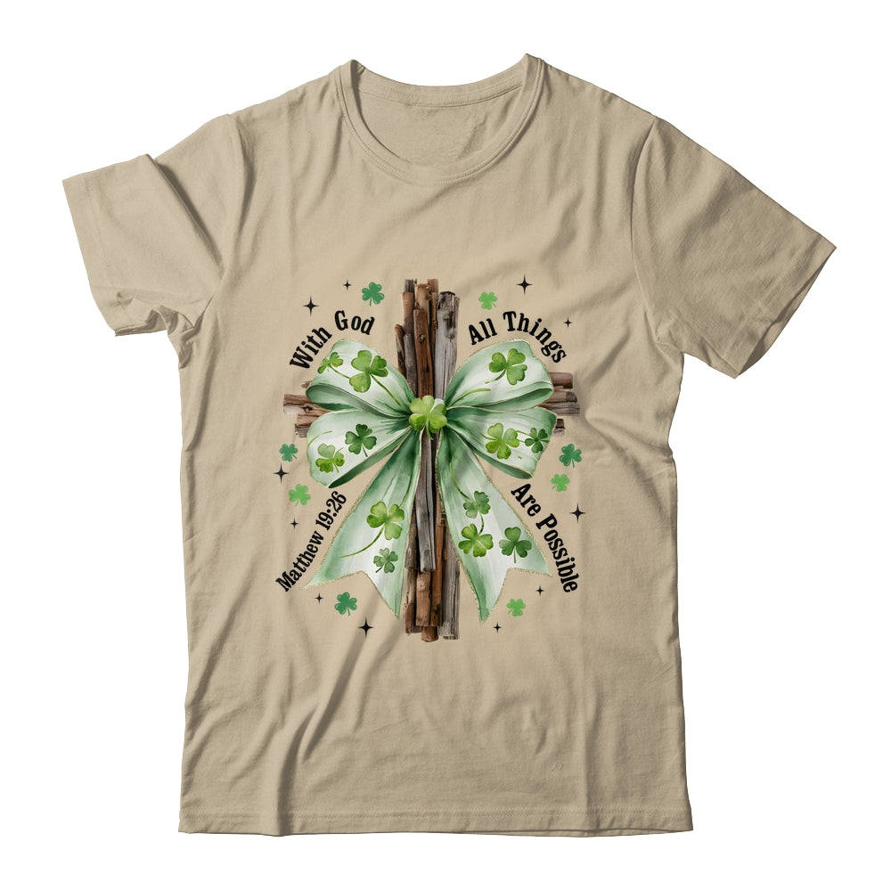 St Patricks Day God Christian Cross Coquette Bow Lucky Happy Shirt & Sweatshirt | teecentury