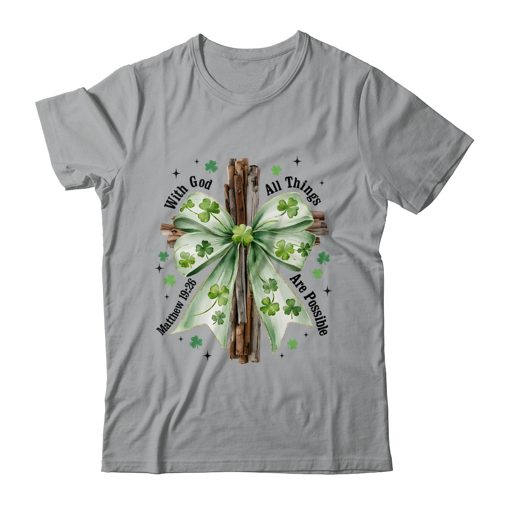 St Patricks Day God Christian Cross Coquette Bow Lucky Happy Shirt & Sweatshirt | teecentury