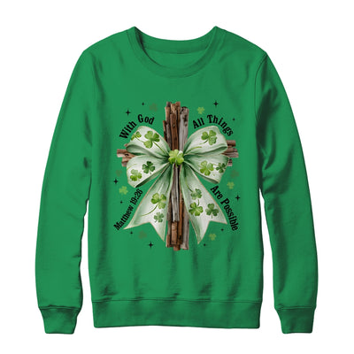 St Patricks Day God Christian Cross Coquette Bow Lucky Happy Shirt & Sweatshirt | teecentury
