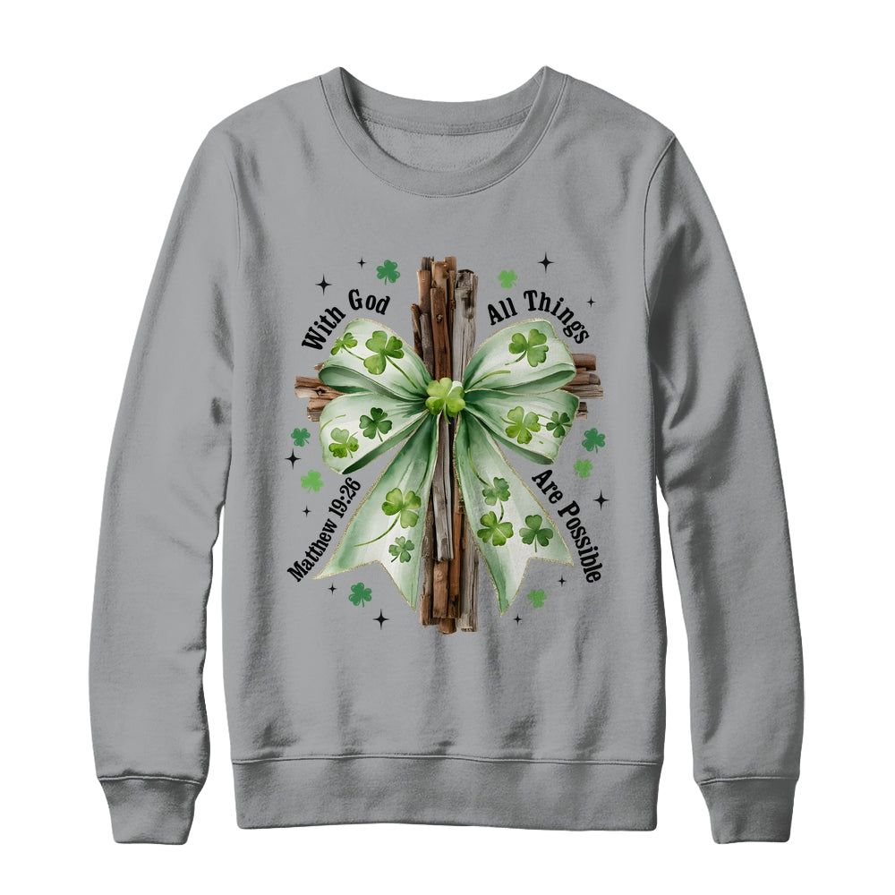 St Patricks Day God Christian Cross Coquette Bow Lucky Happy Shirt & Sweatshirt | teecentury