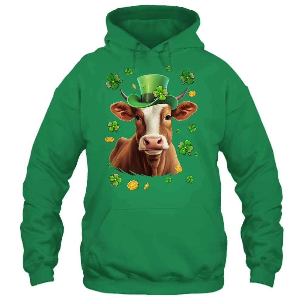 St Patricks Day Leprechaun Cow Shamrock Cow Lover Irish Shirt & Hoodie | teecentury