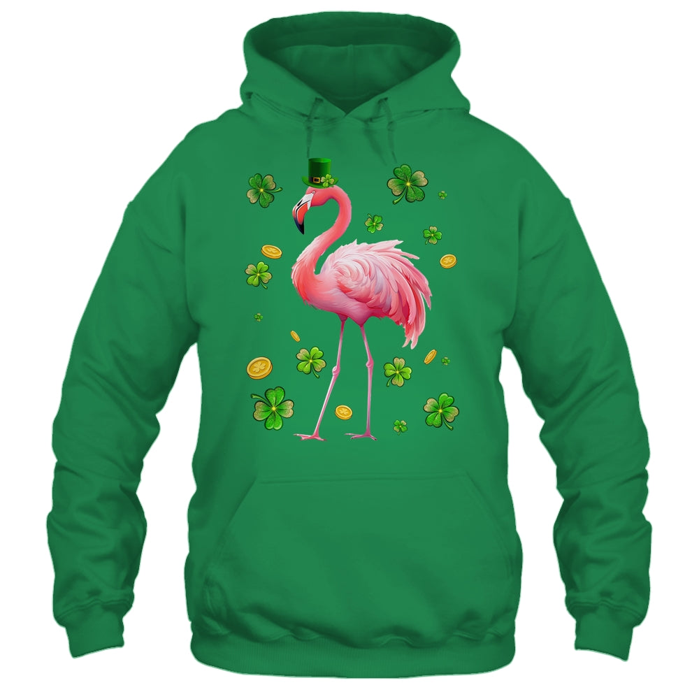 St Patricks Day Leprechaun Flamingo Shamrock Lover Irish Shirt & Hoodie | teecentury