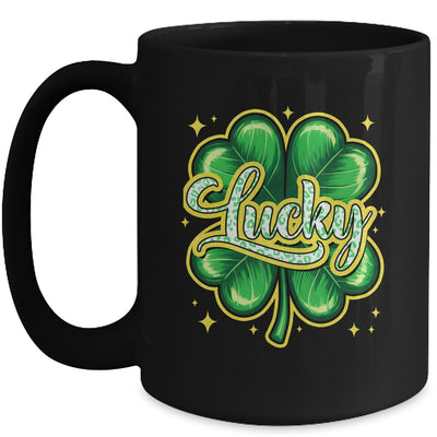 St Patricks Day Lucky Leopard Shamrock Blessed Vibes Mug | teecentury