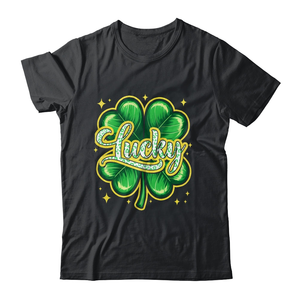 St Patricks Day Lucky Leopard Shamrock Blessed Vibes Shirt & Hoodie | teecentury