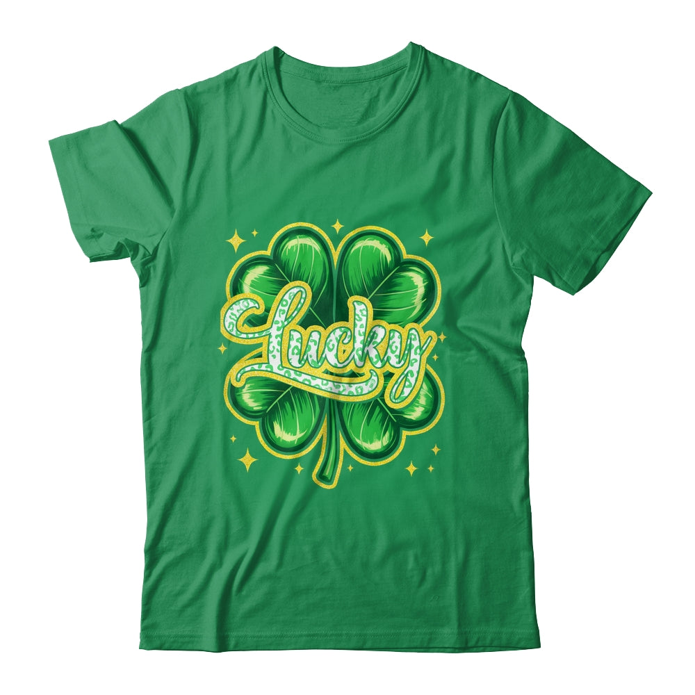 St Patricks Day Lucky Leopard Shamrock Blessed Vibes Shirt & Hoodie | teecentury