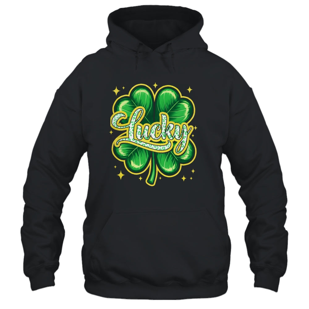 St Patricks Day Lucky Leopard Shamrock Blessed Vibes Shirt & Hoodie | teecentury