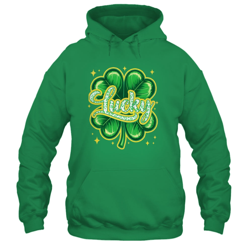 St Patricks Day Lucky Leopard Shamrock Blessed Vibes Shirt & Hoodie | teecentury