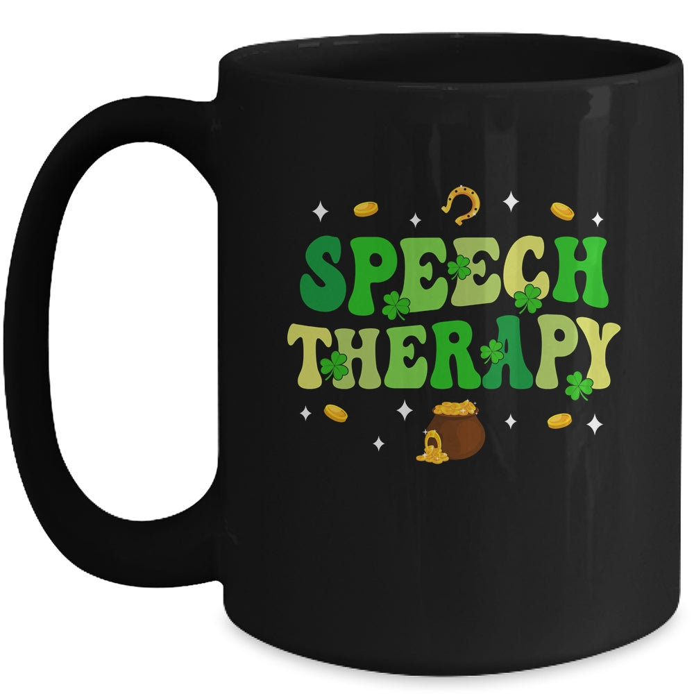 St Patricks Day Retro Speech Therapy SLP Therapist Groovy Mug | teecentury
