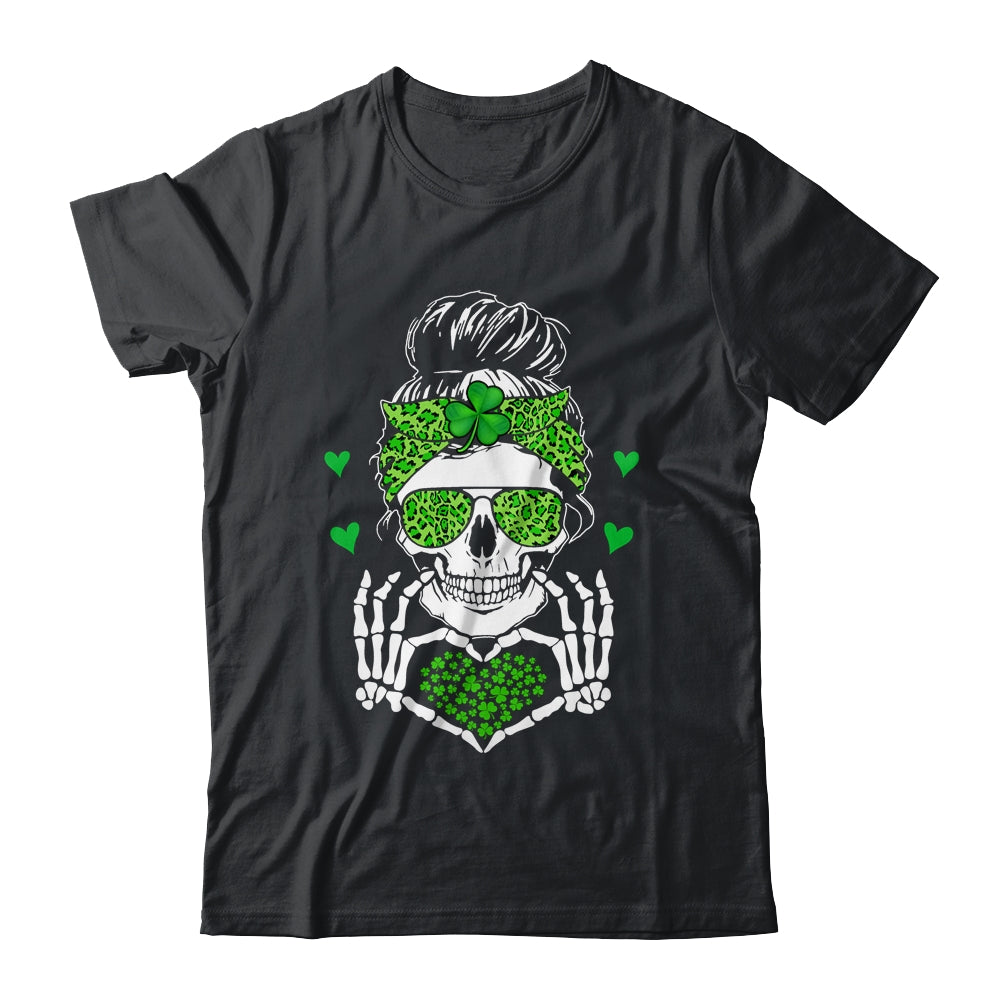 St Patricks Day Skull Messy Bun Saint Patricks Women Girl Shirt & Tank Top | teecentury