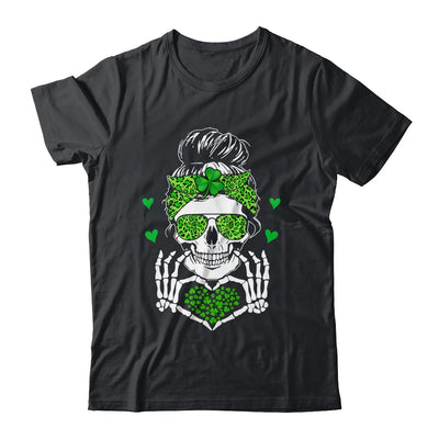 St Patricks Day Skull Messy Bun Saint Patricks Women Girl Shirt & Tank Top | teecentury