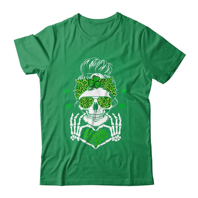 St Patricks Day Skull Messy Bun Saint Patricks Women Girl Shirt & Tank Top | teecentury