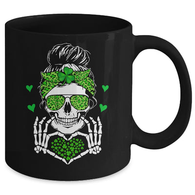 St Patricks Day Skull Messy Bun Saint Patricks Women Girl Mug | teecentury
