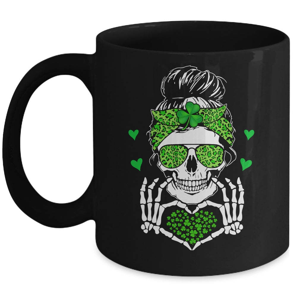 St Patricks Day Skull Messy Bun Saint Patricks Women Girl Mug | teecentury