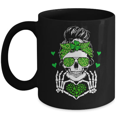 St Patricks Day Skull Messy Bun Saint Patricks Women Girl Mug | teecentury