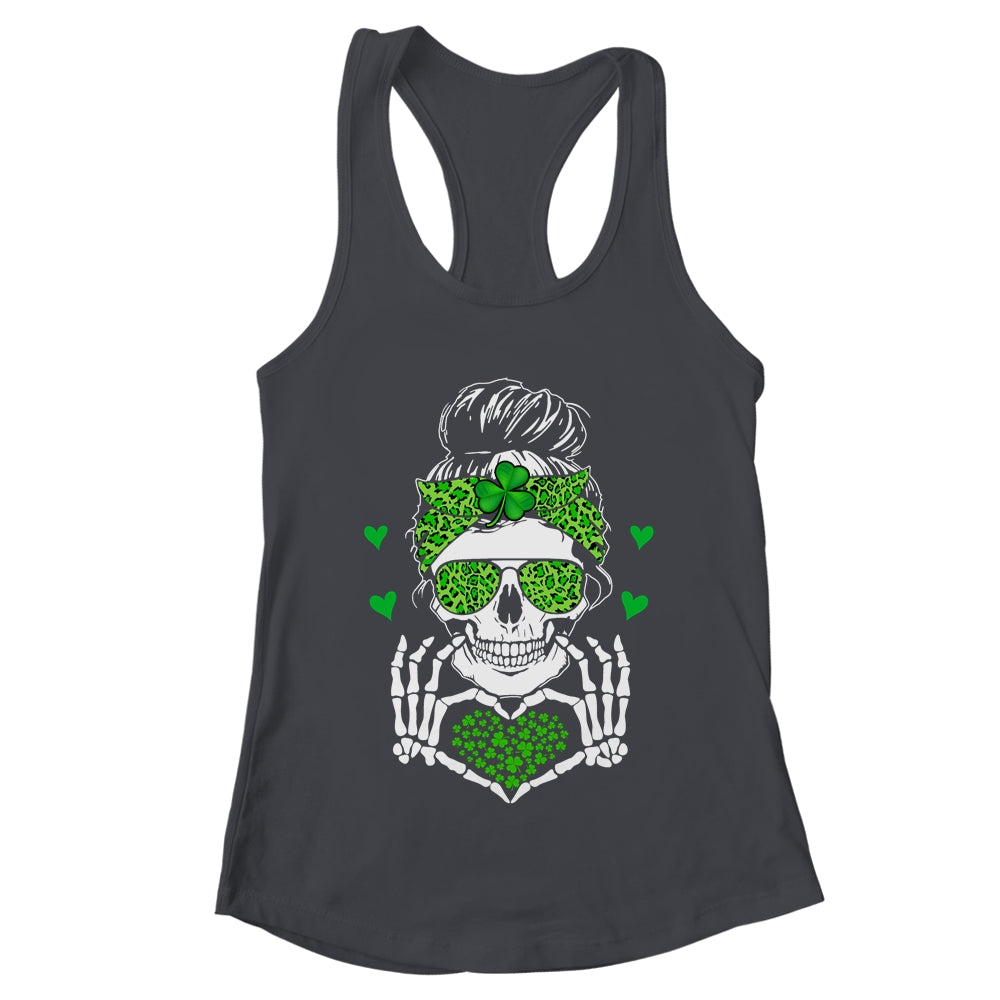 St Patricks Day Skull Messy Bun Saint Patricks Women Girl Shirt & Tank Top | teecentury