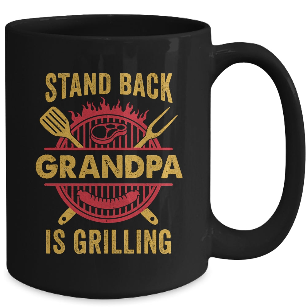Stand Back Grandpa Is Grilling BBQ Barbecue Fathers Day Mug | teecentury