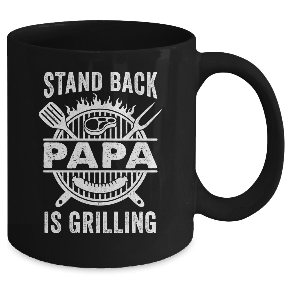 Stand Back Papa Is Grilling Funny BBQ Fathers Day Mug | teecentury