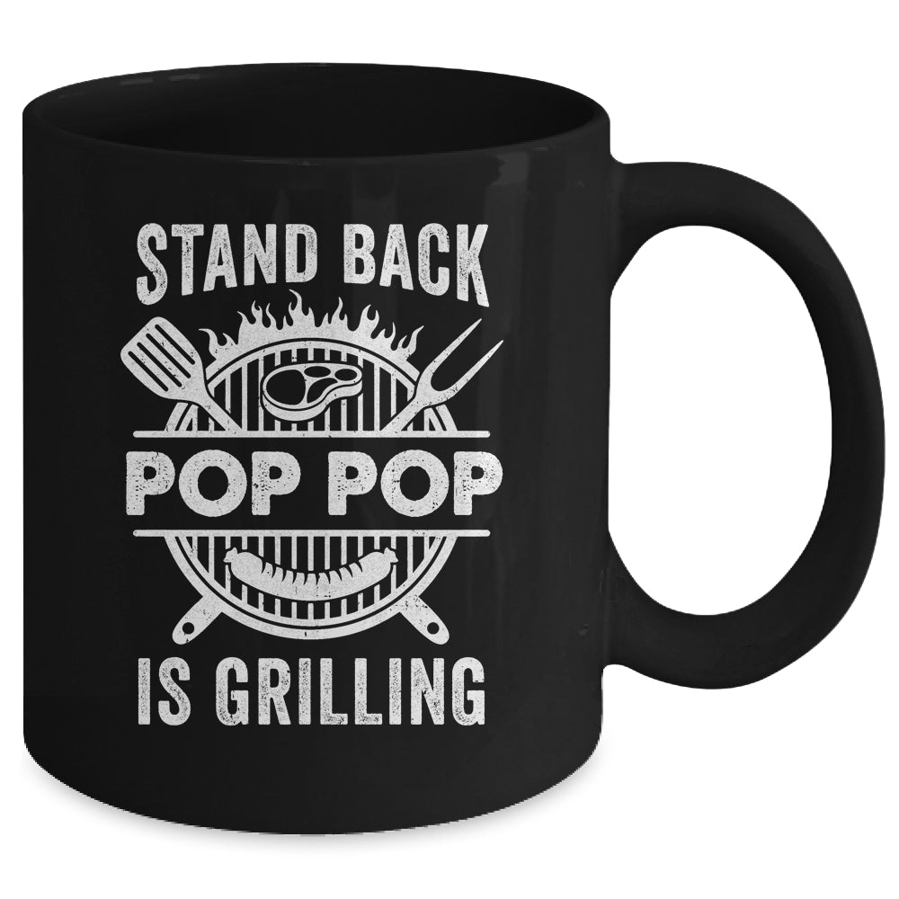 Stand Back Pop Pop Is Grilling Funny BBQ Fathers Day Mug | teecentury