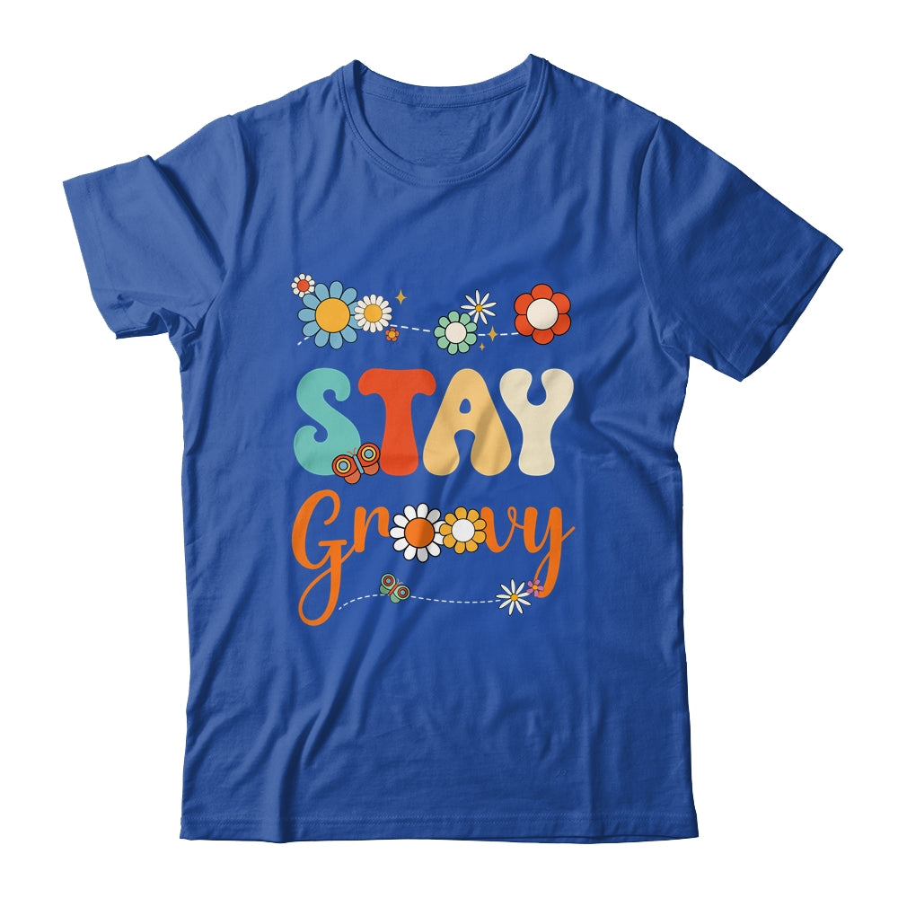 Stay Groovy Positive Mind Happy Life Retro Sunflower Hippie Shirt & Tank Top | teecentury