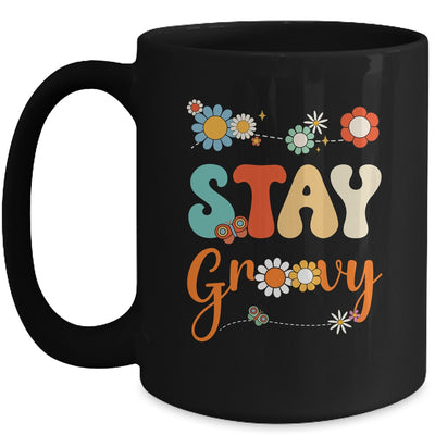 Stay Groovy Positive Mind Happy Life Retro Sunflower Hippie Mug | teecentury