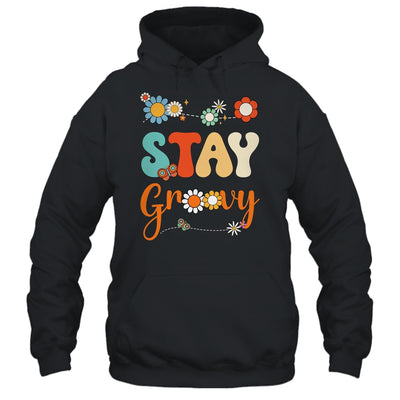 Stay Groovy Positive Mind Happy Life Retro Sunflower Hippie Shirt & Tank Top | teecentury