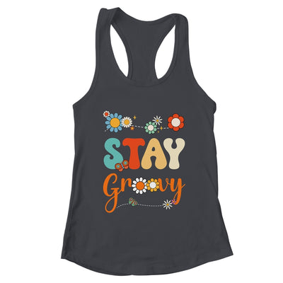 Stay Groovy Positive Mind Happy Life Retro Sunflower Hippie Shirt & Tank Top | teecentury