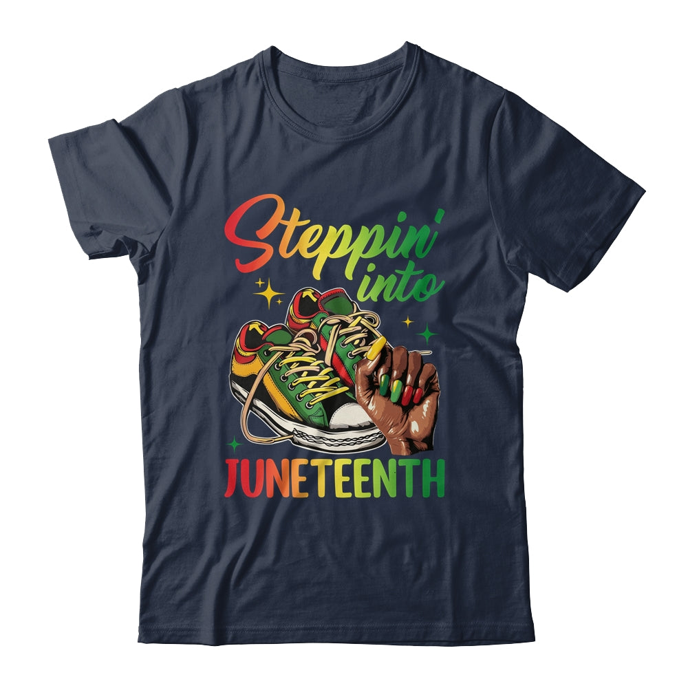 Stepping Into Juneteenth Afro Woman Black Girls Sneakers Shirt & Tank Top | teecentury