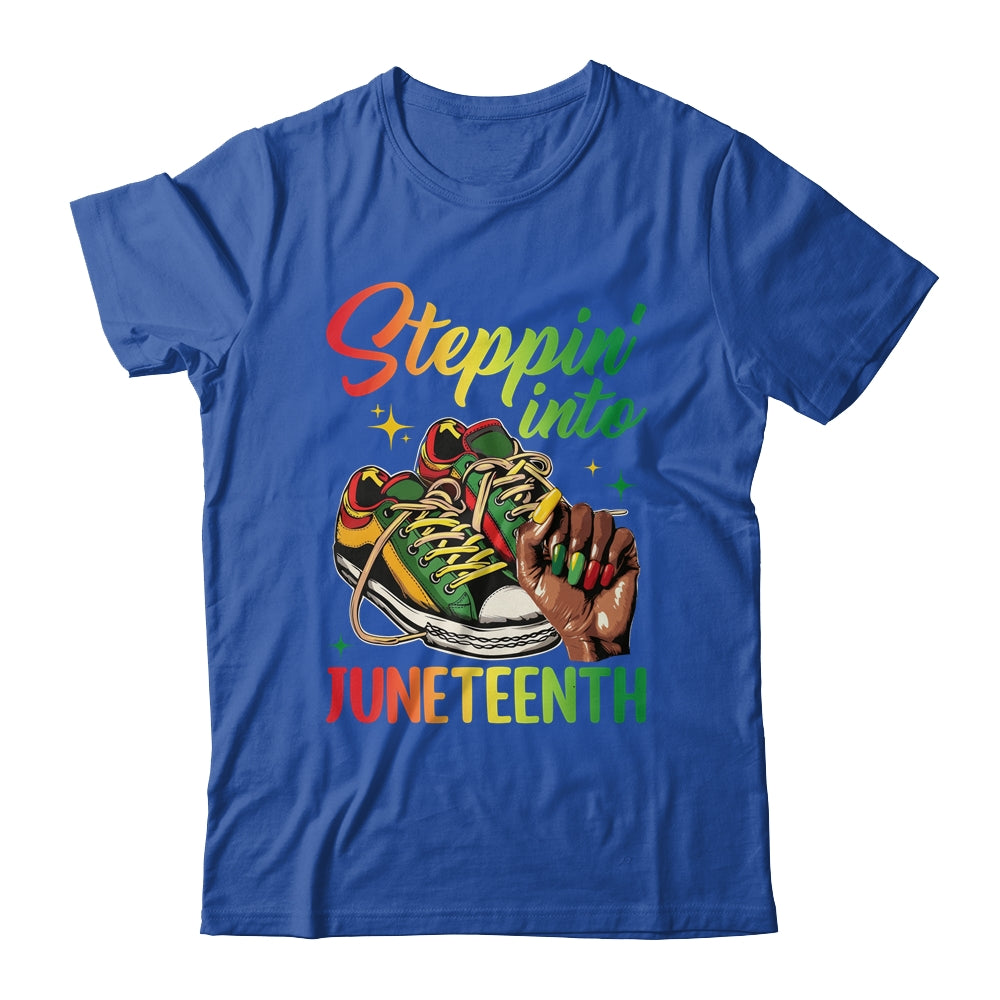 Stepping Into Juneteenth Afro Woman Black Girls Sneakers Shirt & Tank Top | teecentury
