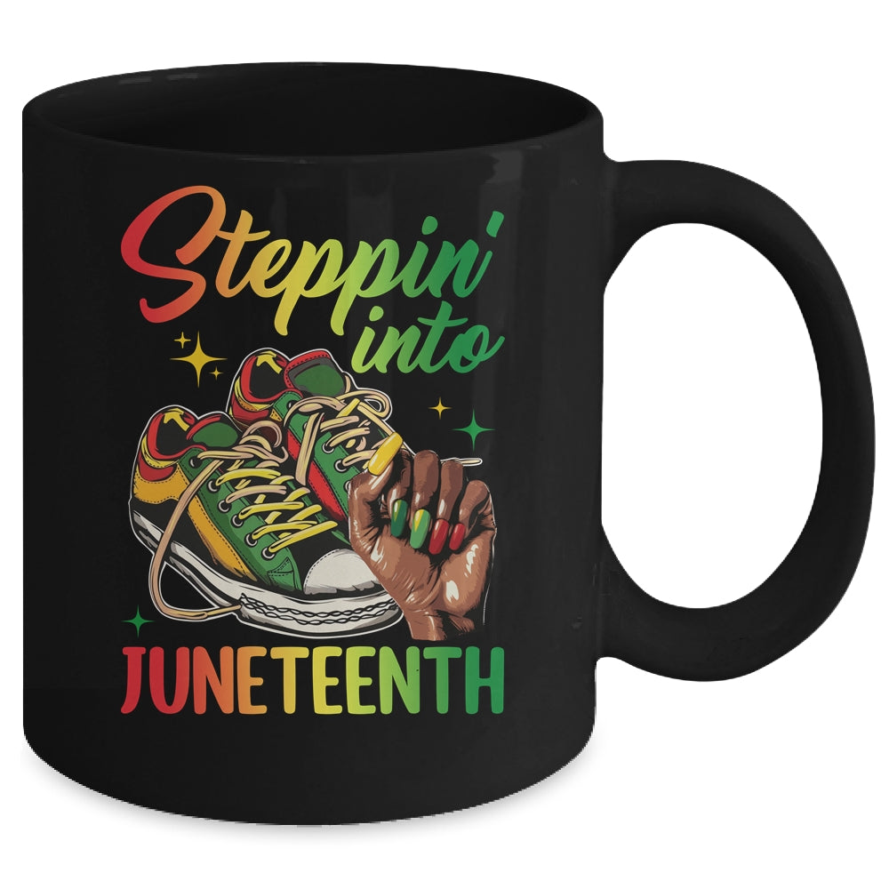 Stepping Into Juneteenth Afro Woman Black Girls Sneakers Mug | teecentury