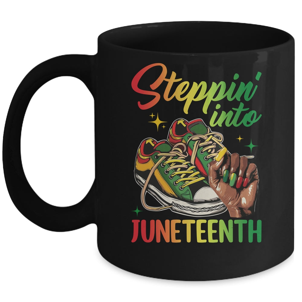 Stepping Into Juneteenth Afro Woman Black Girls Sneakers Mug | teecentury